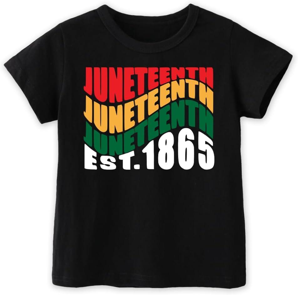 Juneteenth Shirts for Kids Todder Boys Girls, African American History Shirts 1865 Peace Love Tees 2-8T (Black)