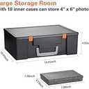 Photo Storage Box 4" x 6", 18 Inner Extra Large Photo Case Large Photo Organizer Acid-Free Photo Box Storage Photo Keeper Photo Storage Case, Plastic Craft Storage Box for Photo Stickers Stamps Seeds (Black, 18 Boxes)