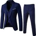 Men's Suits 3 piece Slim Fit Wedding Prom Set, 4XL, Blue