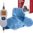 Ambershine 19''x24'' Weighted Neck & Shoulder Heating Pad, 2.5lbs with 12 Temperature Settings& 4 Auto-Off Timers, Pain Relief for Neck/Shoulder/Back(Light Blue)