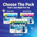 Sparkle Pick-A-Size Paper Towels, Spirited Print Design, 6 Double Rolls (660 Sheets Total) - Strong 2-Ply Towels for Kitchen Cleanup and Everyday Messes