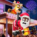 6 Ft Christmas Inflatable Reindeer & Climbing Black Santa Claus, Funny Hanging Outdoor Decoration with Builtin LED Light, Christmas Blow Up Yard Decor for Beam Roof Tree Indoor Home Party Lawn Decor