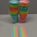 The First Years Take & Toss Straw Cups - Spill-Proof Kids Cups with Snap-On Lids and Straws - Portable and Dishwasher Safe Party Pack - Rainbow - 10 Oz - 20 Count - Ages 18 Months and Up