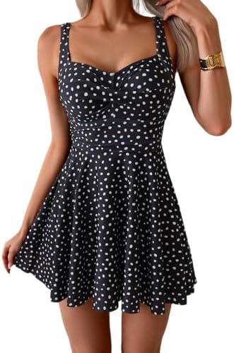 B2prity One Piece Swimdress Swimsuit for Women Tummy Control Wrap Swim Dress Modest Ruched Skirt Bathing Suit L