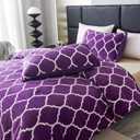 Purple King Size Comforter Set, Sherpa Fleece Bedding Comforter Set King Size for Winter, Fluffy Soft Fuzzy Reversible Warm Bed Set with 2 Pillowcases 104 x 90 Inches