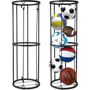 Garage Ball Storage Rack - Wall-Mounted Vertical Ball Holder for Basketball, Soccer, Volleyball, Football - Space-Saving Sports Organizer for Garage, Home, Basement, Kids' Room, Outdoor Use