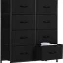Sweetcrispy Dresser, Dresser for Bedroom Drawer Organizer Storage Drawers, Fabric Storage Tower with 8 Drawers, Chest of Drawers with Steel Frame, Wood Top for Nursery, Living Room, Closet (31.5"D x 11.8"W x 36.4"H (8 Drawers), Deep Black)