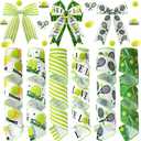 Juexica 6 Rolls 30 Yards Tennis Wired Edge Ribbon Sports Ball Burlap Green White Stripes Ribbons Party Decorative for Bow Sewing Wreath Sport Events DIY Crafts Gift Wrapping Home Decor