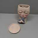Face Plant Pots Head Planters - Face Flower Pot Head Planter with Cat, Succulent Pots with Drainage Hole, Resin Lady Planter for Indoor Outdoor, Home Decor, Mother's Day/Women Gifts
