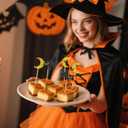 2 x GYGYL 20 PCS Halloween Cupcake Toppers, Glitter Moon Cat Bat Cupcake Picks for Halloween Theme Birthday Party Supplies (Moon)