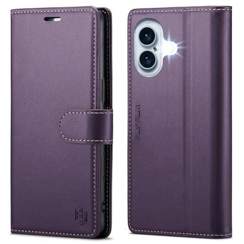 Compatible with iPhone 16 Plus 6.7" Wallet Case with RFID Blocking Credit Card Holder, PU Leather Folio Flip Kickstand Protective Shockproof Cover Women Men for Apple 16 Plus Phone Case (Purple)