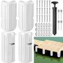 DaisyInner 4 Pcs Boat Dock Bumpers Set Fender Corner and Straight Bumpers Inflatable Corner Boat Fenders with Pump and Mounting Hardware for Corner-Edge Side Marine Bumper Buoy Pontoon (White)