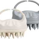 HEETA Hair Brush, Hair Growth Scalp Massager with Soft Silicone Bristles to Remove Dandruff, Relieve Itching & Relax Scalp, Shampoo Brush for Wet Dry Hair Care, Beige & Grey, 2 Count