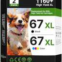 67XL Ink Cartridges Black/Color Combo Pack Replacement for HP Ink 67 67XL Ink Cartridges Work for HP DeskJet 2827e 2755e 2700 2855e 2842e 2800 4155e 2755 2852e Envy 6055e 6000 6455e (1 Black,1 Color)
