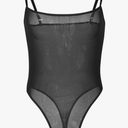 Sexy Mesh Cami Bodysuit for Women Sheer Transparent Sleeveless Adjustable Straps High Cut Thong See Through Shapewear