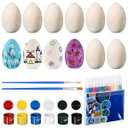 Gerrii 12 Set Unfinished Wooden Easter Eggs 2.17 x 1.38 Inches Unpainted Wooden Craft Eggs for Painting Colorful Acrylic Marker with Acrylic Paint for Easter DIY Crafts Decoration