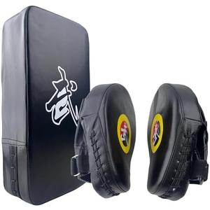 TLBTEK Taekwondo Kick Shield - Muay Thai MMA Karate Kickboxing Training Pads - Curved Leather Strike Shield