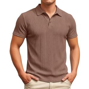 Men's Polo Shirts Short Sleeve Plain Polo Shirt Knitted Summer Shirt Leisure T Shirts Regular Fit Holiday Polo Shirt Textured Summer Clothing Shirt Knitted Fashionable Golf Shirts, XL