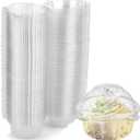 Bekith 150 Pack Individual Cupcake Containers, Plastic Cupcake Holder with Lid, Single Cupcake Boxes, Muffin Container for Party, Stackable