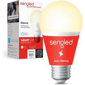 Sengled Alexa Light Bulb, S1 Auto Pairing with Alexa Devices, Warm Smart Light Bulbs, Bluetooth Mesh Smart Home Lighting, E26 60W Equivalent, 800LM, 1-Pack (Soft White (2700k))