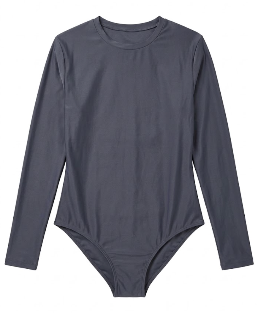 Yuiseaik Womens Long Sleeve Bodysuit Crew Neck Brazilian Double Lined Slim Fit Comfy Lightweight Layering Top XXS-L (DarkGrey, XL)