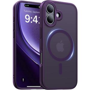 KCQNine Magnetic for iPhone 17 Case, [Anti-Slip][Compatible with MagSafe][Military Grade Drop Protection] Shockproof Protective Translucent Matte Phone Case for iPhone 17 Case, Deep Purple