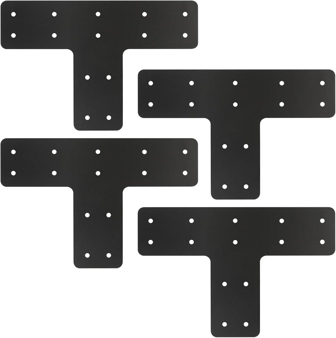 4 Pcs T Post Timber Brackets,Post to Beam Connector for 6x6 BracketsDurable Steel Material Bracket, Versatile ConnectivityBlack 12*8 Inch