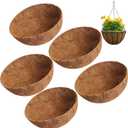 ASkinds 5Pack Round Coco Liners for Hanging Basket, 12" Hanging Basket Coco Liners Replacement, Fiber Planter Basket Liners for Hanging Basket Flowers Vegetables