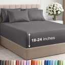 Extra Deep King Sheet Set - 6 Piece Breathable and Cooling Sheets - Hotel Luxury Bedding for Women, Men, Kids & Teens - Easy & Secure Fit - Soft, Wrinkle Free and Comfy w/ Extra Deep Pockets - Grey