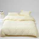 Houseri Ivory Comforter Set Queen Beige Yellow Bedding Size Off White Sets for Women Girls Cream Blanket Queen(90''*90''-Comforter)