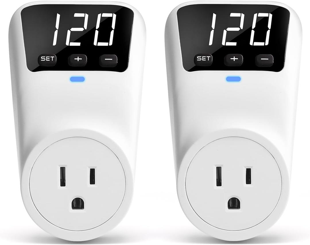 BSEED Surge Protector, 1800W Wall Surge Protector for Refrigerator, TV, PC, Home Appliance, Voltage Regulator with LED Display Screen, Adjustable Voltage Protector, 15A, 120V, 2 Pack