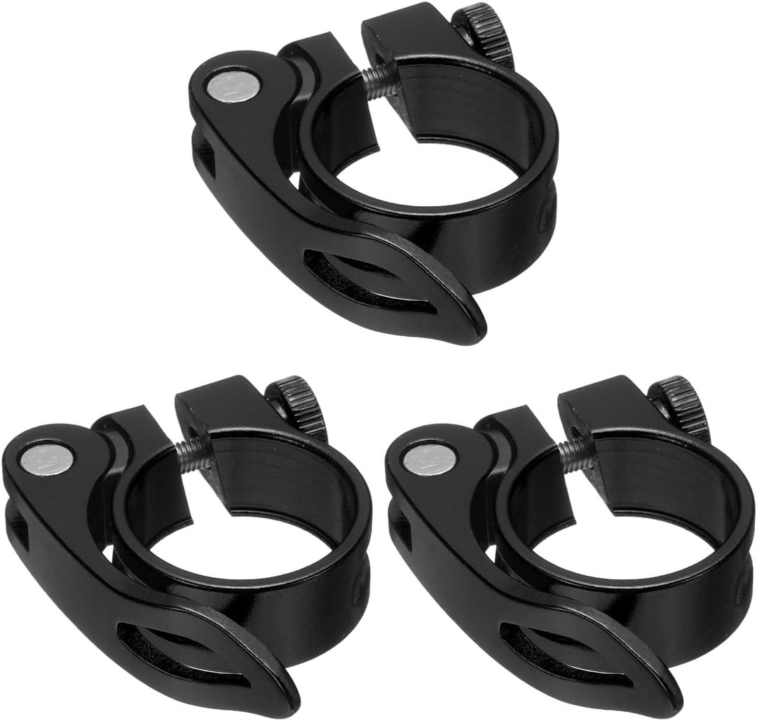 HARFINGTON 3pcs Bike Seat Post Clamp 31.8mm Bicycle Clamp Aluminum Alloy Bike Quick Release Seat Post Collar for Diameter 27.2 to 28.6mm Bicycle Mountain Bike Road Bike Seat Post Tube, Black