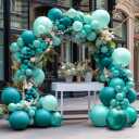 Teal Blue Balloons Double Stuffed Mint Blue Balloon Garland Arch Kit Metallic Peacock Balloons Different Sizes for Birthday Baby Shower Winter Bridal Prom Party Decorations