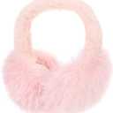 LA CARRIE Unisex Winter Foldable Earmuffs Plush Faux Fur Ear Muffs Outdoor Cold Weather Ear Warmers for Women and Men (Pink Long Fur)