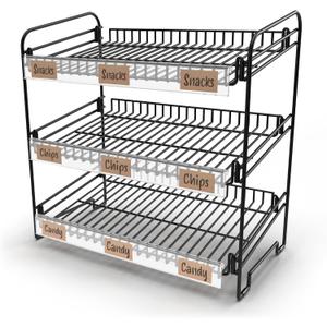 DS THE DISPLAY STORE Black 3 Tier Candy Display Rack – Chip Display for Snack Vendors, Food Trucks, Concession Stands & Retail Storefronts