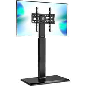 FITUEYES Iron Base Universal Floor TV Stand with Swivel Mount Space Saving for 26-65 Inch LED LCD OLED Plasma Flat Panel or Curved Screen TVs Height Adjustable Wire Management (Black)