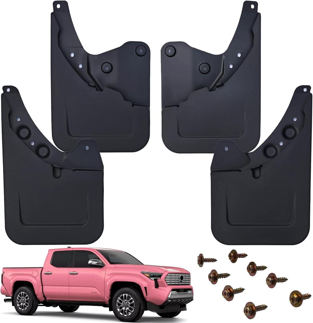 Mud Flaps Splash Guards fits 2024 2025 Toyota Tacoma, Mud Guards kit Accessories Vehicle Sediment Protection No Drilling No Tape Tire Protector Mud Splash All Weather, 4 Pcs
