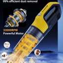 Handheld Vacuum Cordless 1.1 Pounds Car Vac 10000PA Hand Held Vacuums 4-in-1 Hand Vac Cordless Rechargeable HEPA Filter Large Capacity Dust Cup for Car Office Home Pets Hair (Yellow)