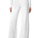 Sidefeel Women's Wide Leg Jeans Stretchy Straight Leg Jeans High Waisted Trendy Seamed Front Loose Denim Pants Cream White Size 6