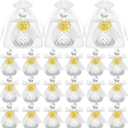 24 Sets Holy Water Bottles 100ml Catholic Christian Glass Bottles with Heart Lapel Pins Organza Bags and White Ribbon Holy Water Container for Church Wedding Baptism Party Favors Gift