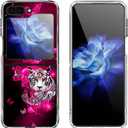 Case for Samsung Galaxy Z Flip 5,White Tiger Butterfly Anti-Scratch Solid Hard case Protective Shookproof Phone Cover for Samsung Galaxy Z Flip 5