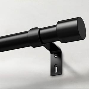 Heavy Duty Curtain Rods for Windows 48 to 84 Inch, 1 Inch Black Curtain Rods for Outdoor, Farmhouse, Bedroom, Kitchen, Living Room, Adjustable Easy Install Drapery Rod (A2,Black,30"-90")