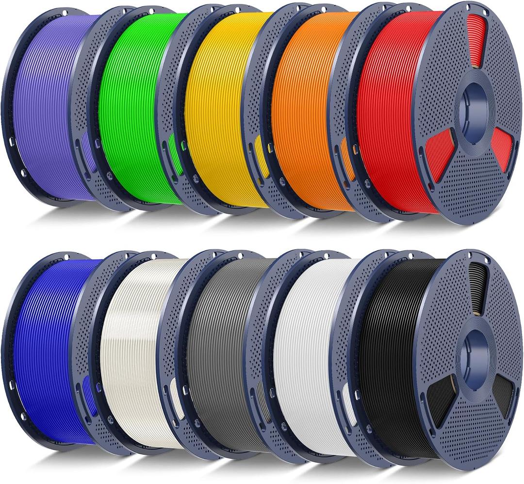 SUNLU PLA 3D Printer Filament, Multicolor, 10-Pack, 10KG Total