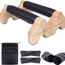 Solid Wood Parallettes Push Up Bars for Home & Gym, Durable Wooden Calisthenics Equipment with Non-Slip Grip, Full Body Strength & Balance Training
