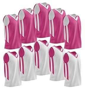 Liberty Imports 10 Pack - Reversible Men's Mesh Performance Athletic Basketball Jerseys - Adult Team Sports Bulk (Pink/ White)