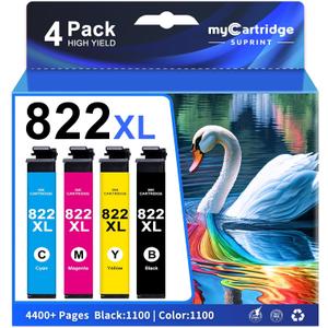 822XL Ink Cartridges Combo Pack Remanufactured Replacement for Epson 822XL Ink Cartridges for 822XL Printer Ink Epson use with WF-3820 Workforce Pro WF-4820 WF-3820 WF-4820 822 (Packaging May Vary)