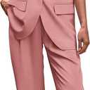 PRETTYGARDEN Women's 2 Piece Outfits Sleeveless Suit Vest and Wide Leg Pants Business Casual Blazer Sets (Pink, S)