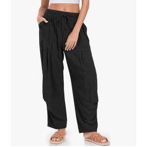 TARSE Women Linen Baggy Harem Pants Summer Drawstring Casual Lounge Pant 2026 Beach Travel Vacation Clothes with Pockets, XL