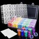 Pumtus 2 Pack Diamond Art Storage Containers, 120 Grids Beads Organizer Box with Label Stickers, Plastic 5D Embroidery Accessories Storage Case Jars for DIY, Art, Craft, Rhinestone, Seed