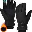 FURTALK Mens Ski Gloves Waterproof Winter Gloves Cycling Snowboard Cold Weather (Black, M)